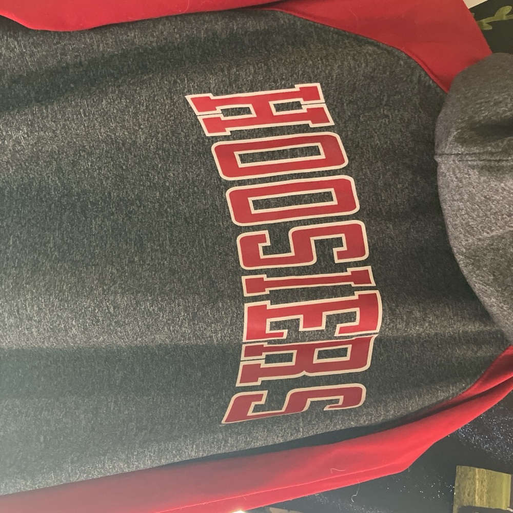 Hoosiers Men's Gray and Red Sweater